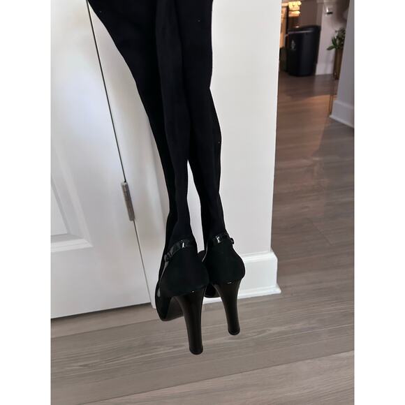 BRUNO MAGLI Black Suede High Heel Knee High Boots with Patent Leather size 35 - Picture 8 of 11